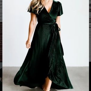 Green Velvet Wrap Dress Baltic Born